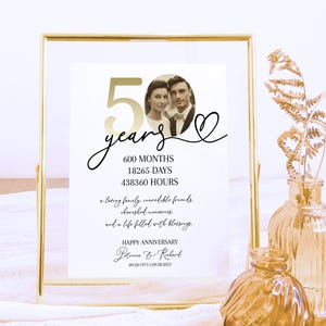 Happy 50th Anniversary Sign Printable, Unique Decoration for 50 Years, Editable Template for Special Events