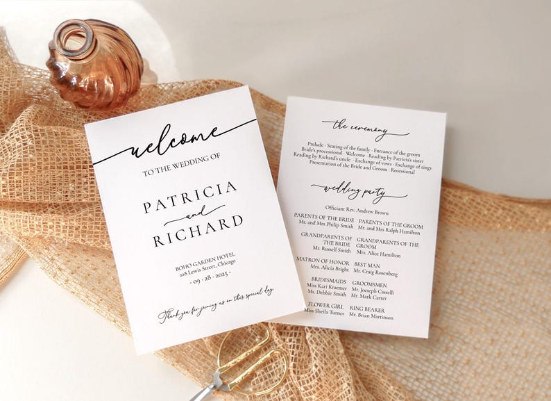 Program Caligrophy Editable Wedding Program Template, Order of Service (instant Download ...
