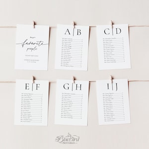 Elegant Wedding Seating Chart Template: Alphabetical Cards (Digital Download)