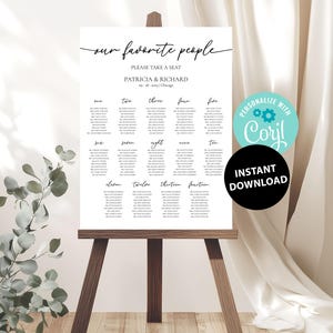 Plantilla de plano de asientos para bodas (14 mesas), plano de asientos de nuestra gente favorita, PDF imprimible, decoración de bodas, plano de asientos, decoración de recepción