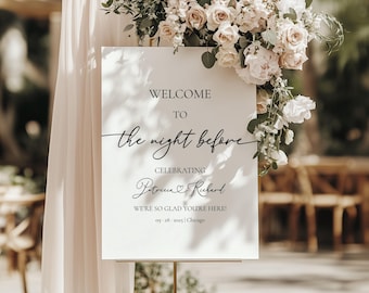 The Night Before Wedding Sign, Editable Rehearsal Dinner Welcome Template, Customizable Wedding Decor