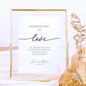 Generations of Love Sign, Editable Wedding Memorial Template, Modern Minimalist Decor, Family Table Sign