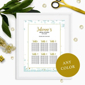 Pink and Gold Bridal Shower Seating Chart-Personalized Floral Bridal Shower Table Seating Sign-DIY Printable Table Plan For Bridal Shower image 2