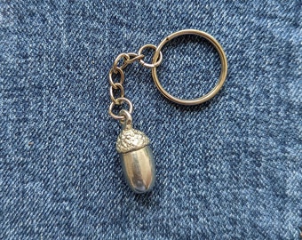 Small Pewter Acorn keyring / keychain or zipper charm