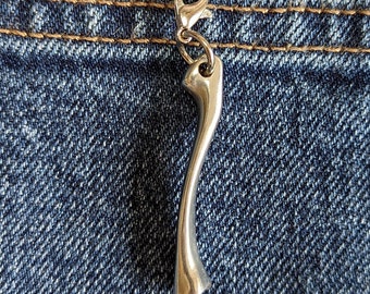 Pewter Anatomical clavicle zipper charm | pendant | medicine | medical | collar bone | doctor | student| gift | orthopedic