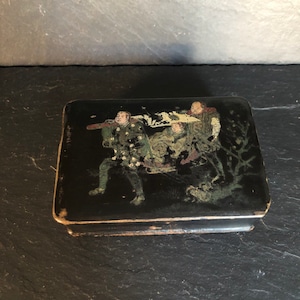 Small black laquer oriental, Chinese, Japanese box