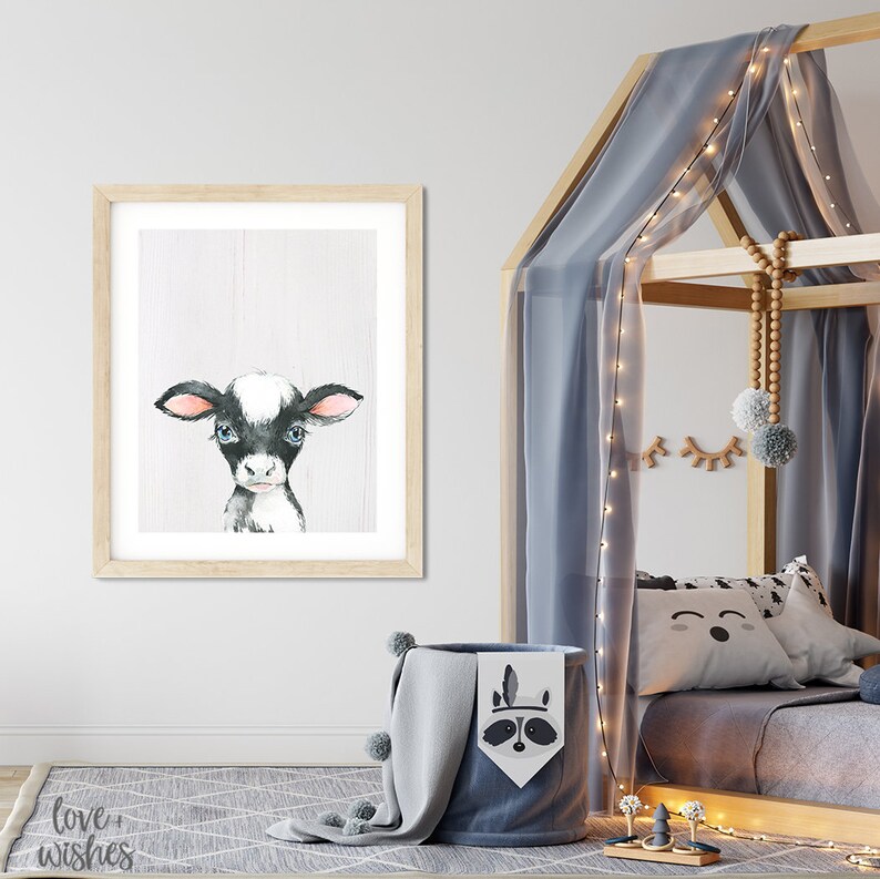 Cow Print Cow Nursery Art Cow Room Decor Baby Animals Etsy