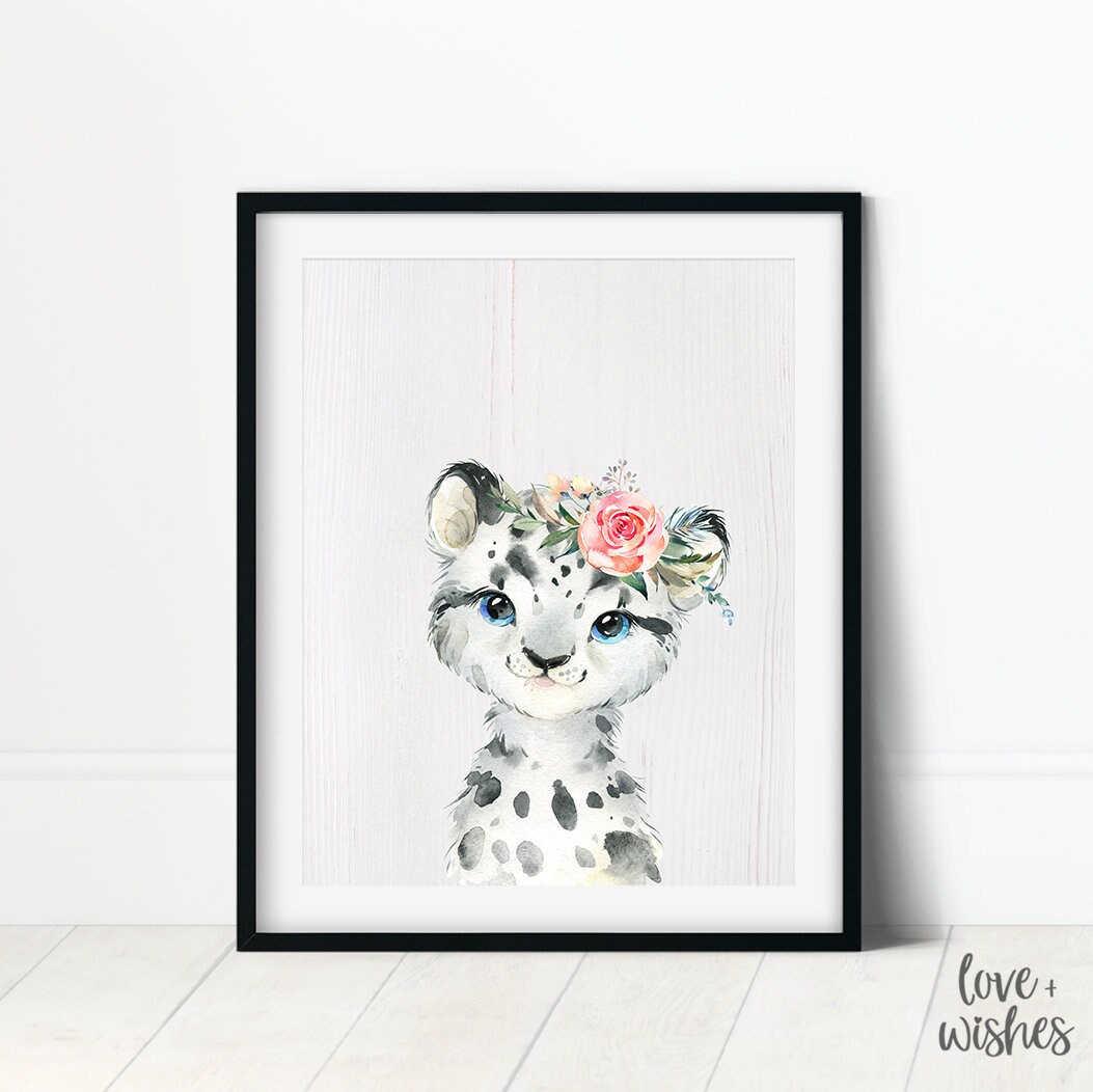 Baby Snow Leopard Print Snow Leopard Nursery Art Snow | Etsy
