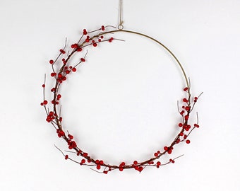 Faux Berries Wreath 3 sizes // Christmas Brass Hoop