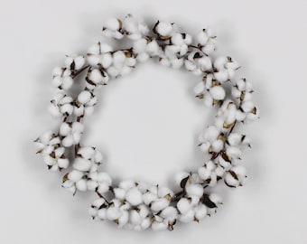 Large Dried Cotton Wreath Farmhouse 40cm // Rustic Boho Christmas