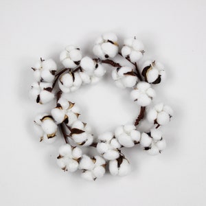 Petite couronne de style campagnard en coton séché 30 cm // Noël bohème rustique