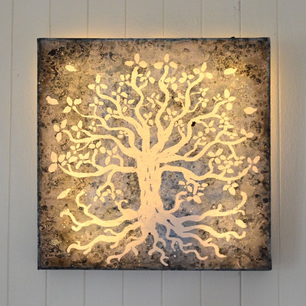 Tableau lumineux LED, Couleurs personnalisables, décoration murale, 'Arbre de vie'