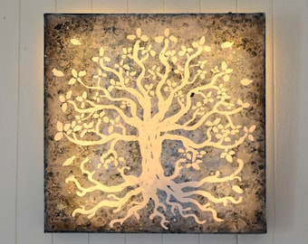 Tableau lumineux LED, Couleurs personnalisables, décoration murale, 'Arbre de vie'