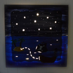 Tableau lumineux LED, décoration murale chambre d'enfant 'Bateau de pirate' image 7