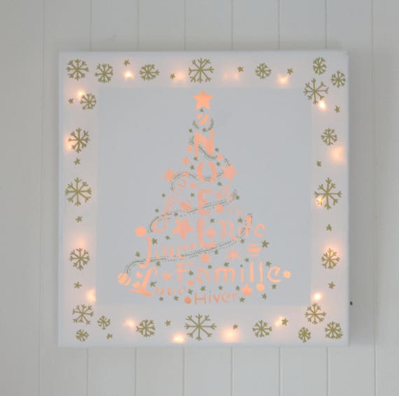 Décoration Noël, Tableau lumineux à LED carré, 'Sapin de Noël' -  France