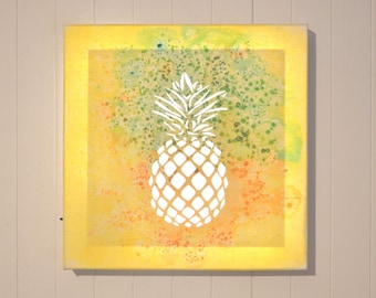 Tableau lumineux LED, décoration murale, 'Ananas'