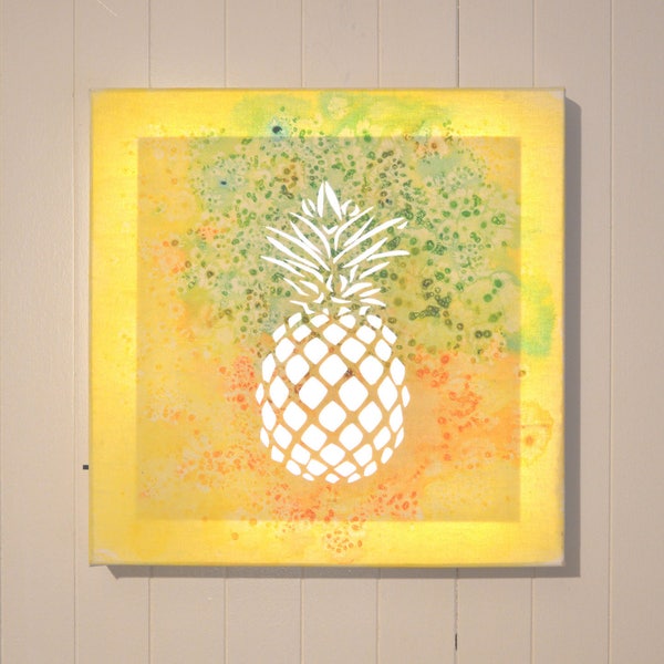 Tableau lumineux LED, décoration murale, 'Ananas'