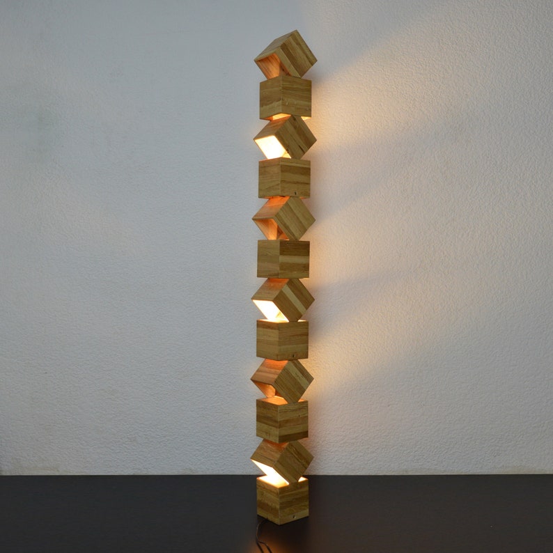 Danquen-Xxl, Holz Design Stehleuchte, groß, mit 3 LED-Lampen 155cm Bild 3