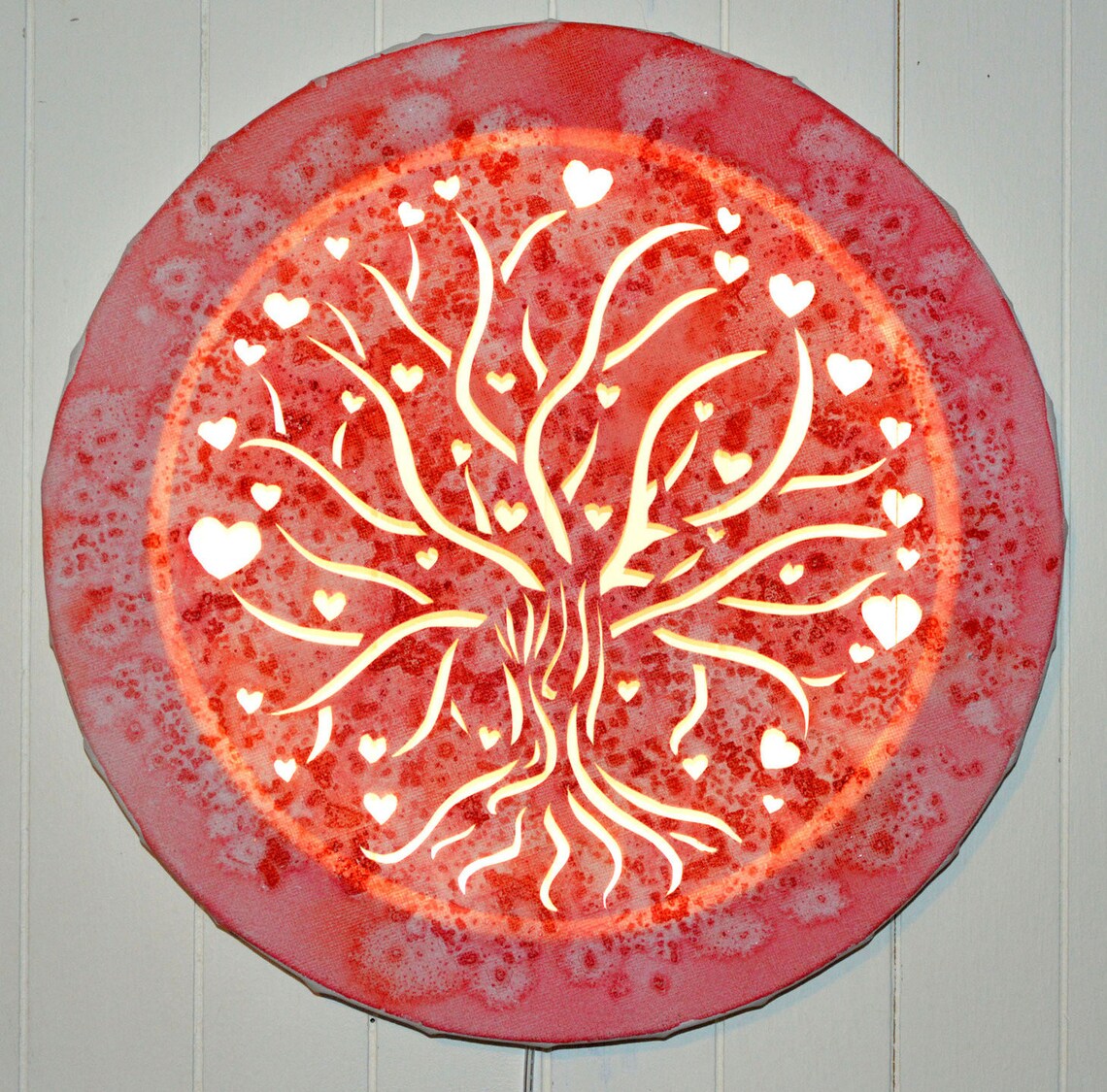 Led Canvas Art Painting 'tree of Love' Wall Etsy