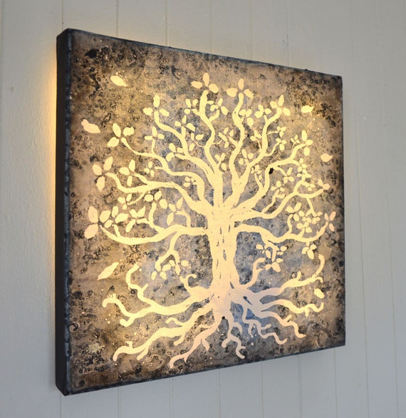 Tableau lumineux LED, Couleurs personnalisables, décoration murale, 'Arbre  de vie' -  France