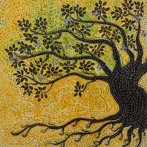 Arbre de vie jaune et noir, décoration murale image 5