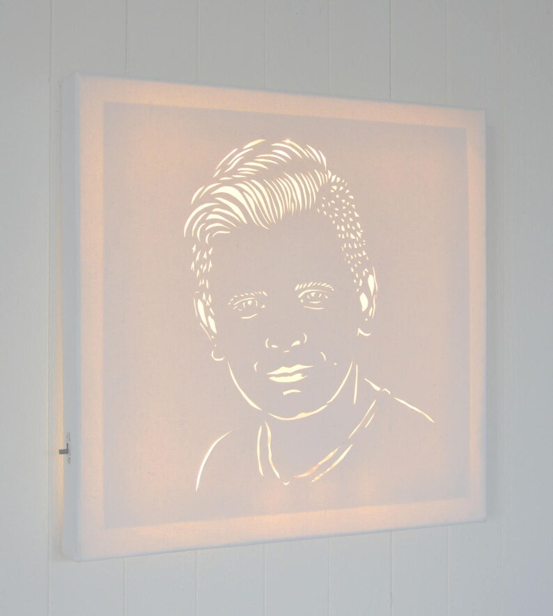 Tableau lumineux Led carré 'Portrait d'après photo' Commande personnalisable image 1