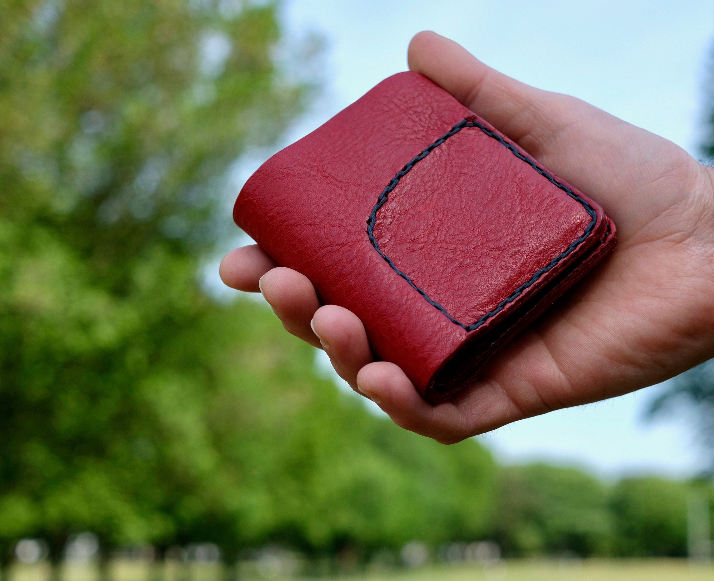 For Euro Italian Leather Hand Stitched Leather Bifold 