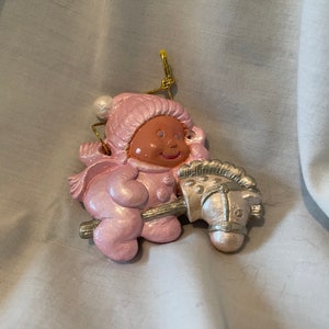 3 Inch Child on Toy Horse Christmas Tree Ornament