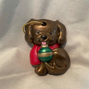 2.5 Inch Puppy Hand Painted Christmas Tree Ornament.