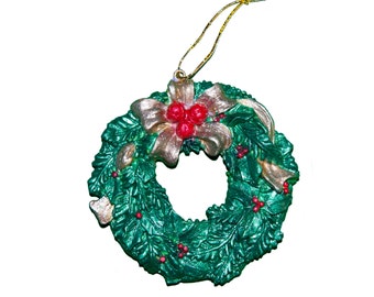 Wreath With Gold Bow Christmas Tree Ornament