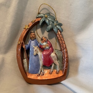 3 Inch Mary and Joseph Hand Painted Christmas Tree Ornament