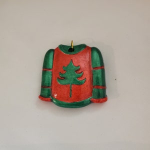 A Christmas sweater ornament