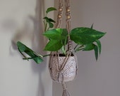 Macrame Hanging Planter with Beads - Bohemian Decor - Natural Housewarming gift