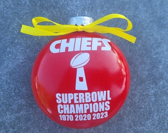 Kansas City Chiefs Superbowl Champions - 4" Glass Ornament - NFL Superbowl Football Gift - KC Chiefs Christmas Gift