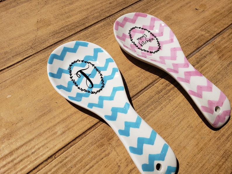 Personalized Spoon Rest Monogram / Ceramic Spoon Holder Etsy