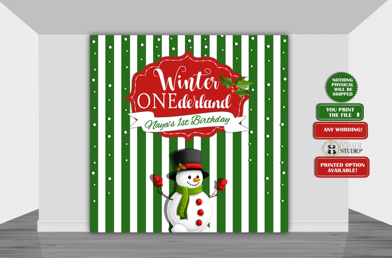 Winter Birthday Backdrop| You Print Your Files Winter Wonderland| Any Wording Any Age| DIGITAL Printable Backdrop Winter ONEderland|