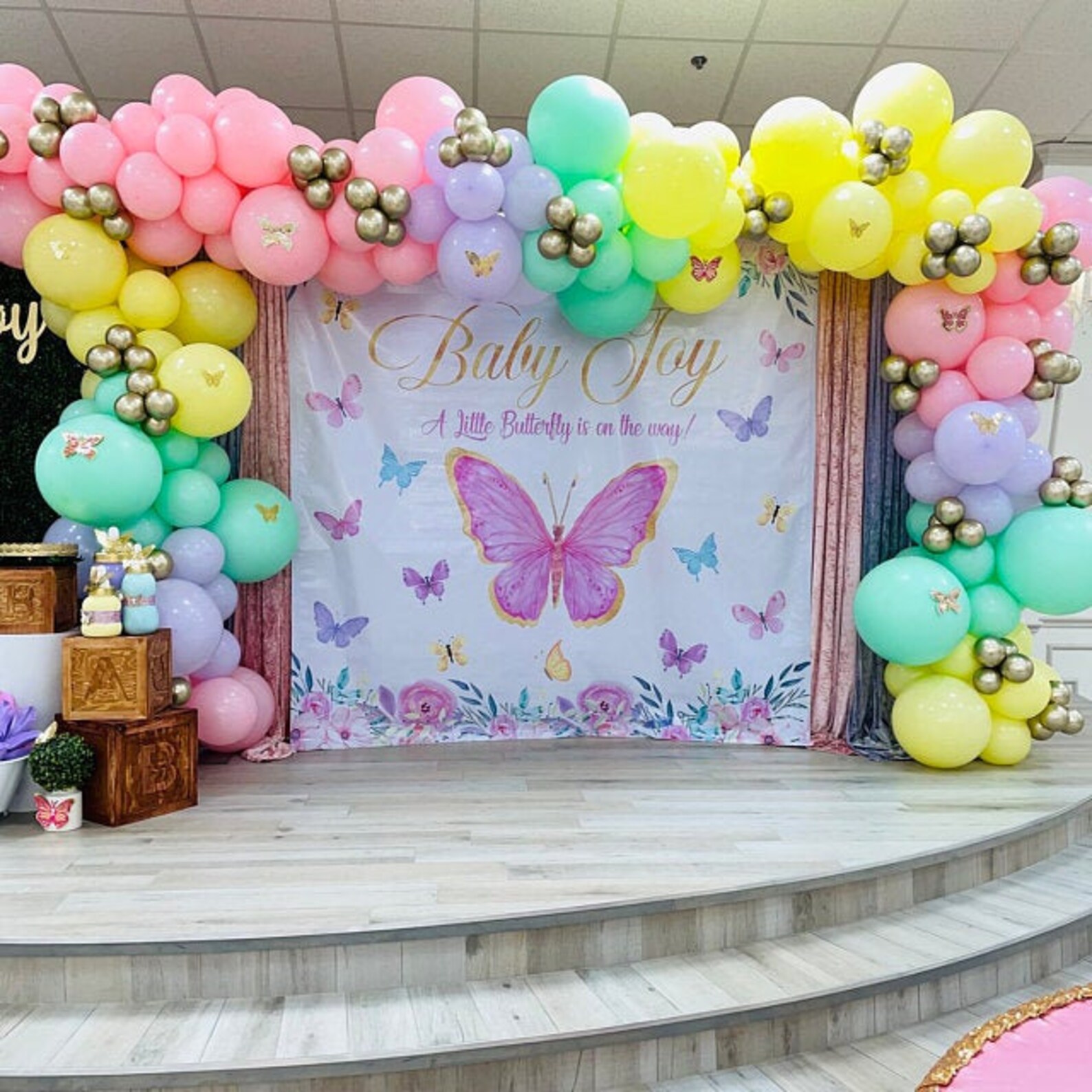 PRINTED & SHIPPED Butterfly Baby Shower Birthday Backdrop Any Etsy