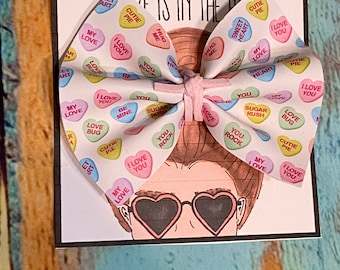 Valentines Hair Bow Conversation hearts Hair bow