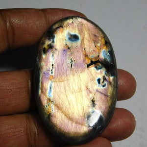 Amazing Quality Purple Labradorite Cabochons Labradorite Spectrolite Gemstone Natural Handmade Labradorite Loose Stone 217Cts. (67X41)mm.