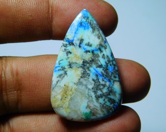 AAA Quality Azurite Turquoise Cabochons,100/% Natural Azurite Turquoise,Azurite Turquoise Loose Stone,Semi Precious 52Cts. 36X17mm.