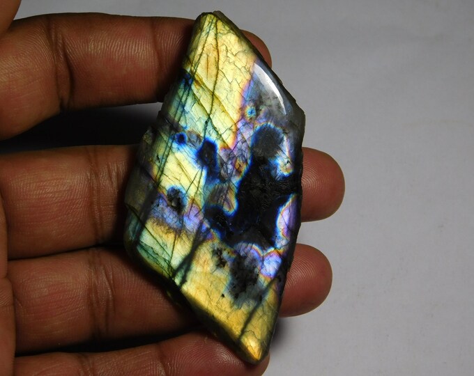 Blue Labradorite Spectrolite Slice Blue Flasy Top quality handmade Gemstone for jewelry 167Cts. Rare