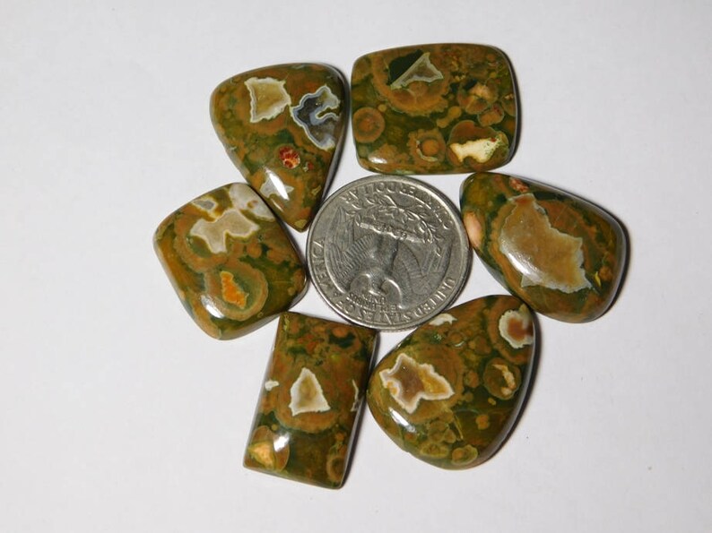 Natural Rhyolite jasper lot cabochons Top Quality High grade Handmade Rhyolite jasper lot Loose Stone 122cts. 6 pcs
