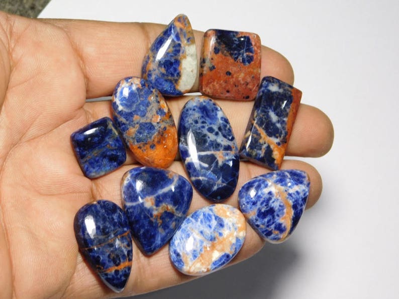 Pcs 10 Natural Sodalite lot Cabochons,Loose stone,Gemstone Top Quality handmade Cabochons 100/%Natural Sodalite Beautiful lot 188Cts.
