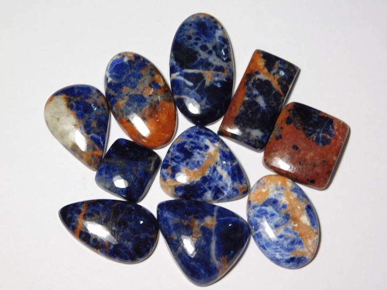Pcs 10 Natural Sodalite lot Cabochons,Loose stone,Gemstone Top Quality handmade Cabochons 100/%Natural Sodalite Beautiful lot 188Cts.