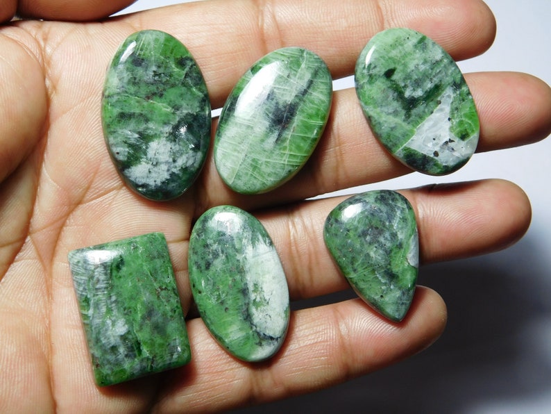 Lot Top Quality Diopside Gemstone,Natural Diopside Cabochons,Handmade Diopside Loose Stone,Wholesale Diopside semi precious 228Cts. 6 pcs
