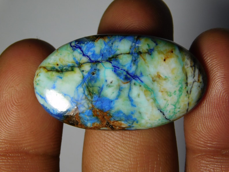 AAA Quality Azurite Turquoise Cabochons,100/% Natural Azurite Turquoise,Azurite Turquoise Loose Stone,Semi Precious 57Cts. 36X20mm.