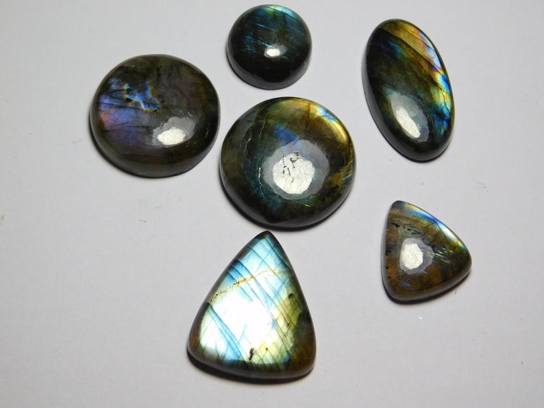 Natural Labradorite Spectrolite Cabochon Fine quality Labradorite Handmade Gemstone loose stone 199Cts 6 pcs Lot