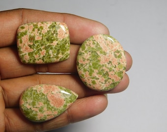3 Pcs. Natural Unakite Lot cabochon Unakite Gemstone Top Quality Unakite handmade Unakite loose stone 116Cts.