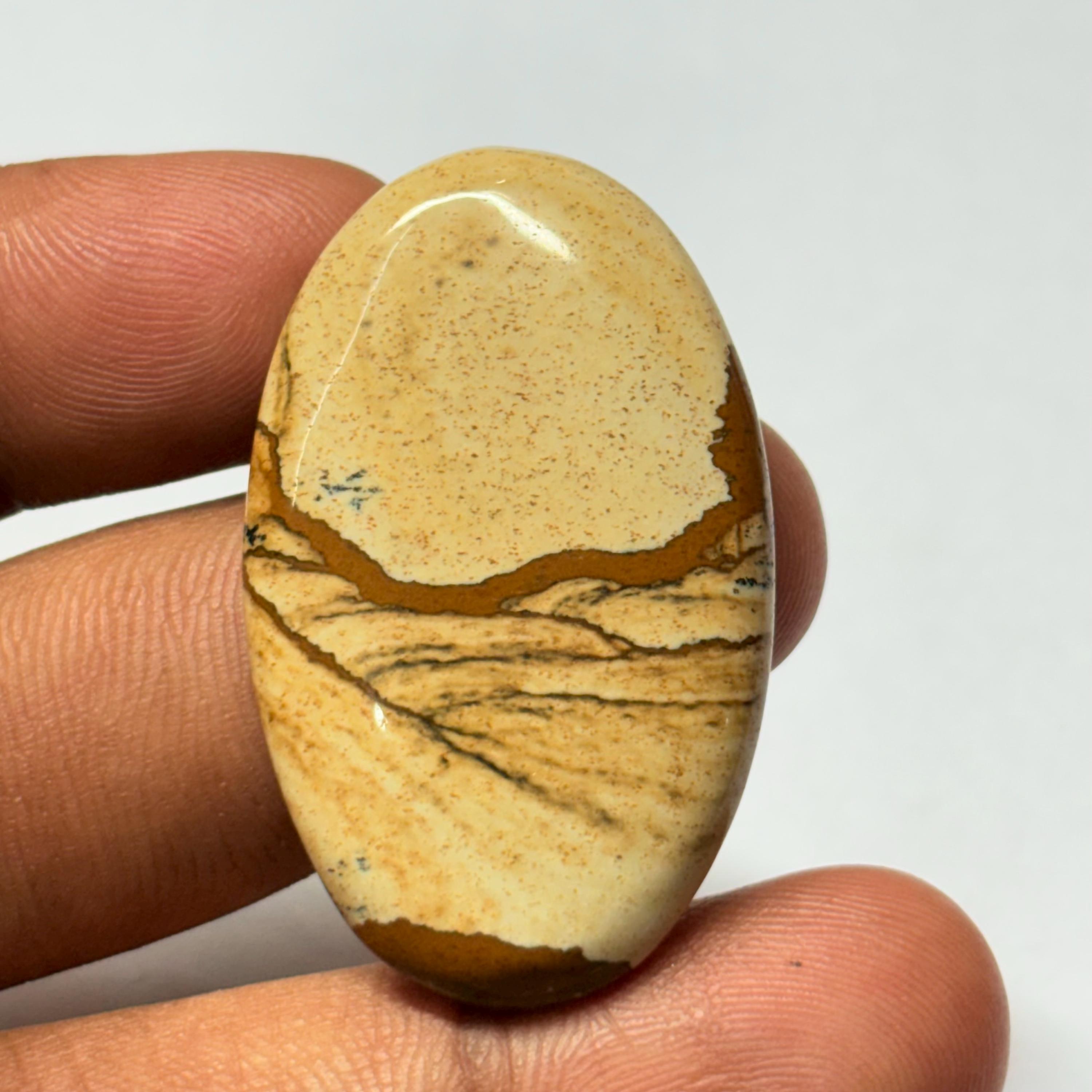 Picture Jasper Cabochon: Handmade Oval Gemstone (43x26mm, 51cts