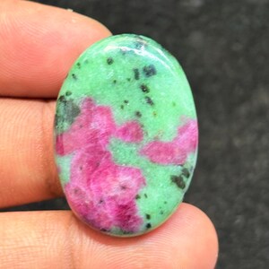 Ruby Zoisite Cabochon: Natural Handmade Gemstone (35x25mm, 53Cts.)